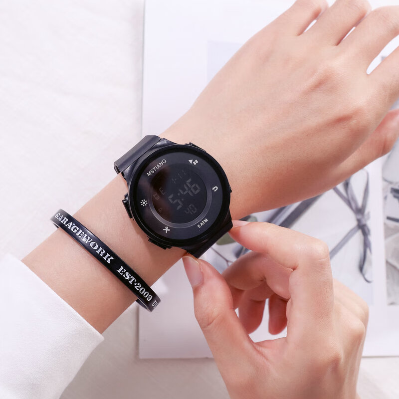 mreurio电子表男简防水潮流高中青少年初中运动男孩多功能休闲女表