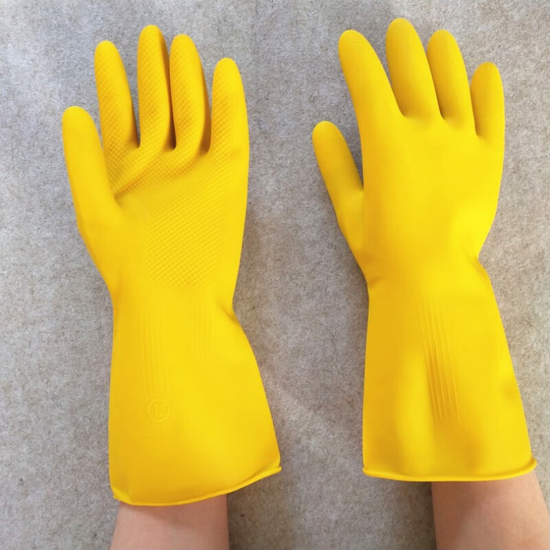 橡胶手套洗碗 加长加厚长袖防水防滑塑胶皮家务洗衣超长款耐用 5双中