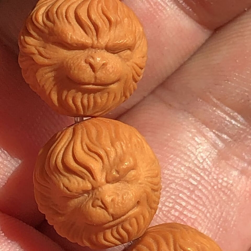 美猴王猴头雕刻尺寸15粉红皮油籽密度压手生日礼物节日礼品美猴王猴头
