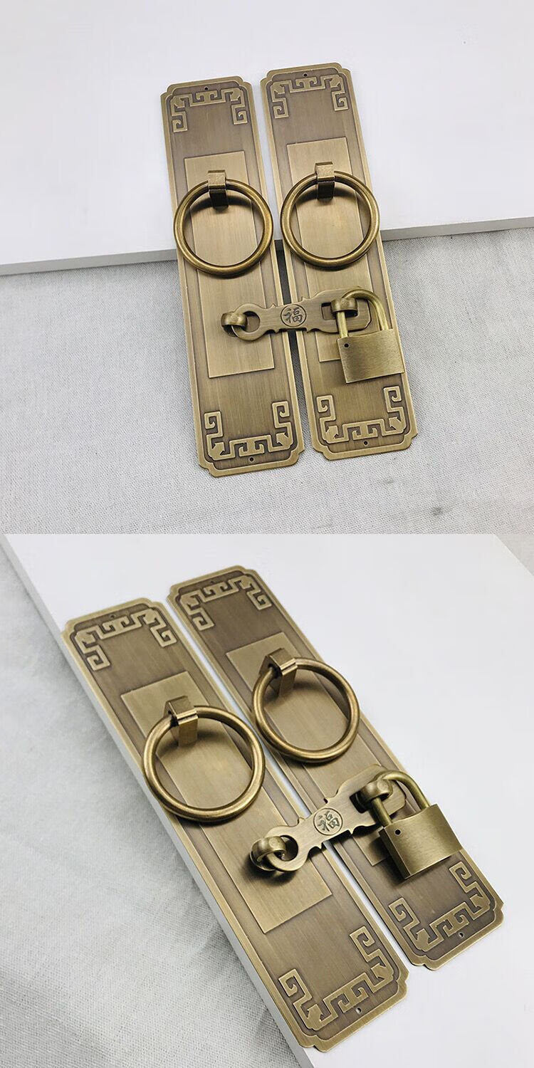 【jd优选】别墅仿古庭院拉手 中式仿古木门铜配件庭院门搭扣柜门拉手