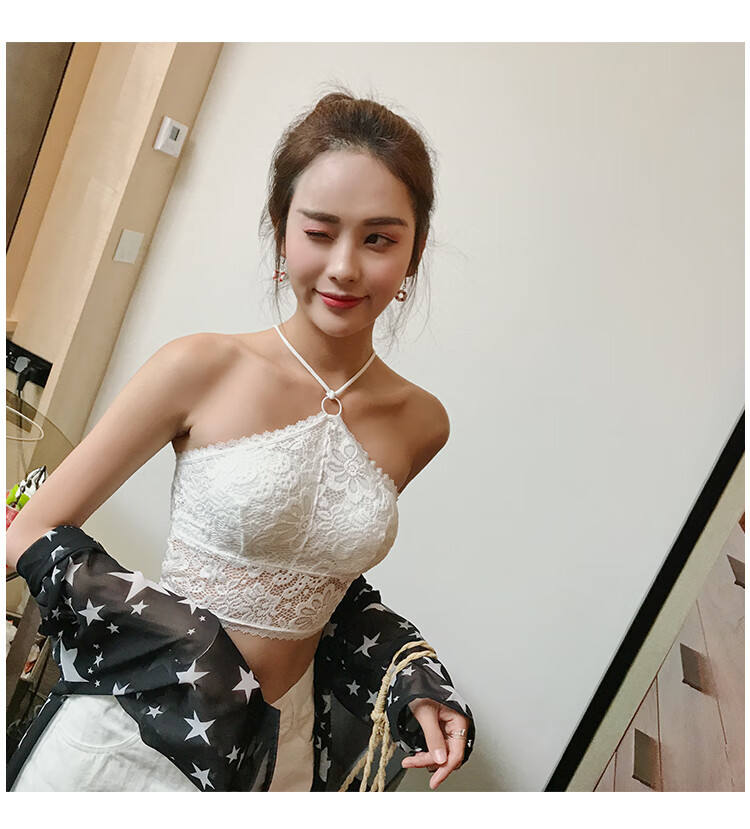 蕾丝边美背打底吊带小背心内衣女挂脖吊带背心女短款无钢圈蕾丝打底