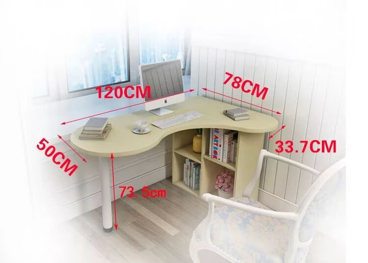 缘硕侠转角书桌弧形电脑桌卧室组合办公写字台式书柜拐角阳台简约桌子