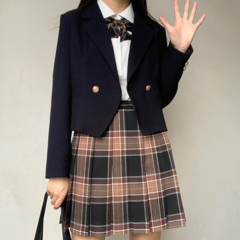 jk制服官方黑糖姜茶jk制服成品格现货正统日系校供高腰学院风格裙黑