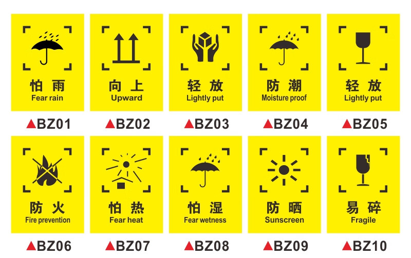 外包装箱标识图标储运标志包装运输标志向上小心轻放怕湿易碎外包装