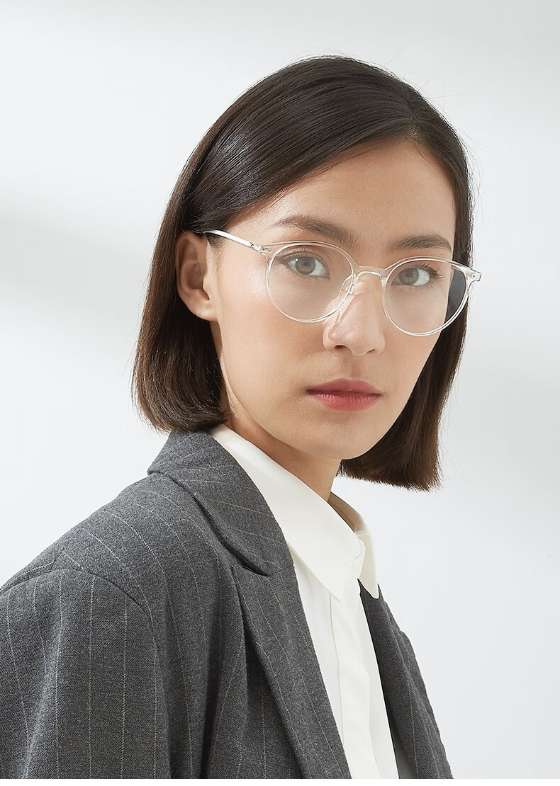 毛源昌线上配镜时尚光学架tr有度数眼镜男女近视镜巍雅斯05601 透明白