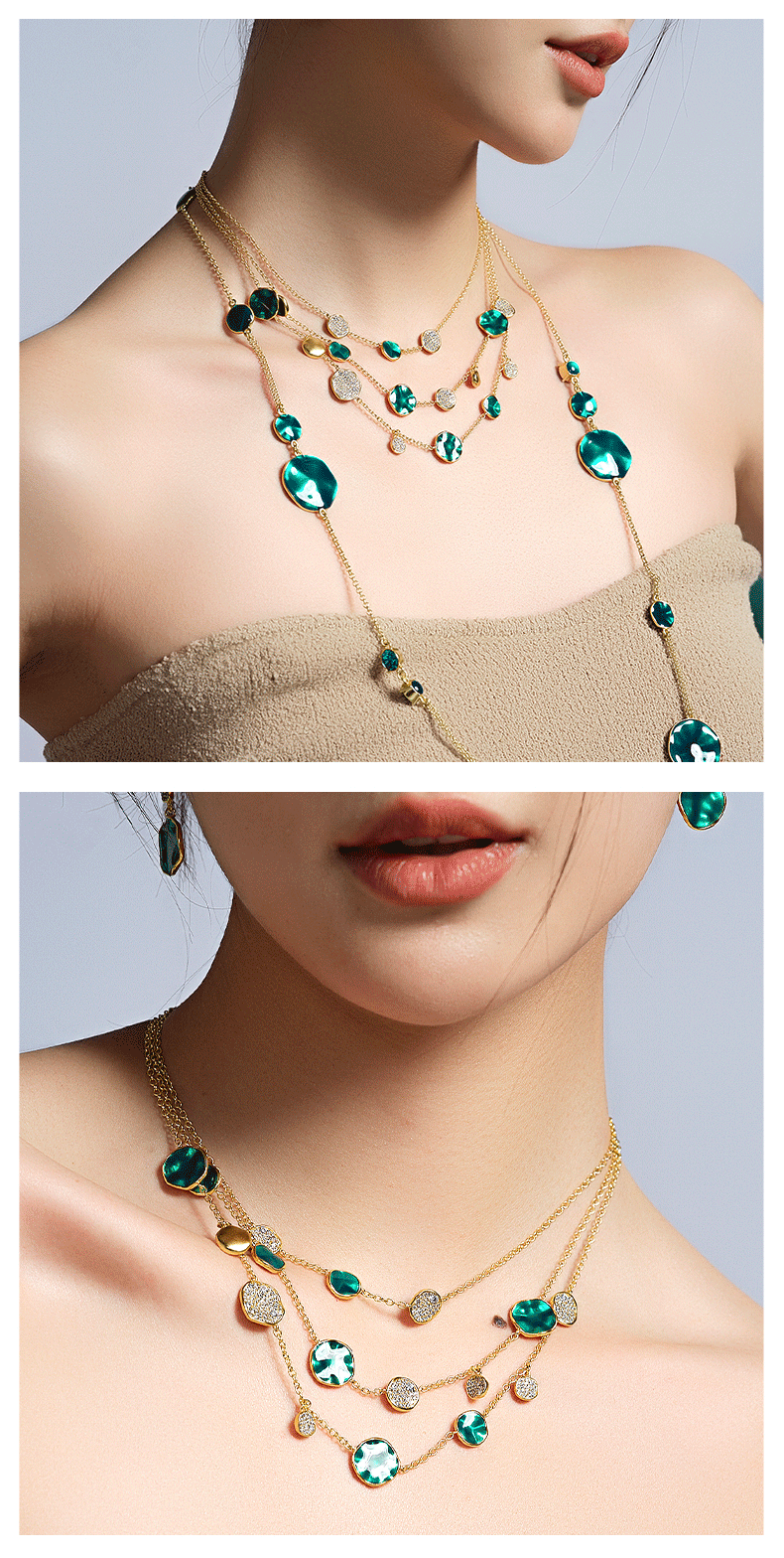 fellala翡拉拉闪耀绿光系列优雅大气感项链轻奢小众锁骨链女商场同款