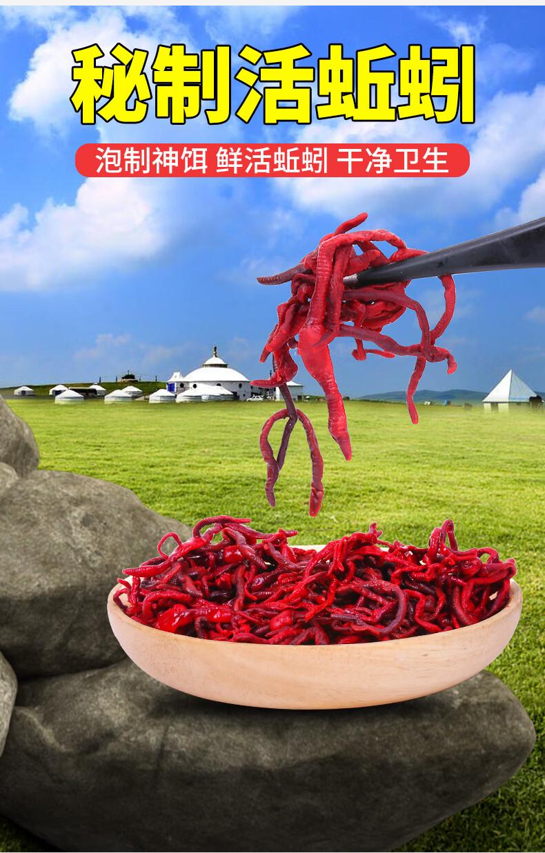 蚯蚓活饵鱼饵料红虫野钓牛粪蚯蚓特大号盒装鲫鱼鲤鱼小药鱼食红虫味