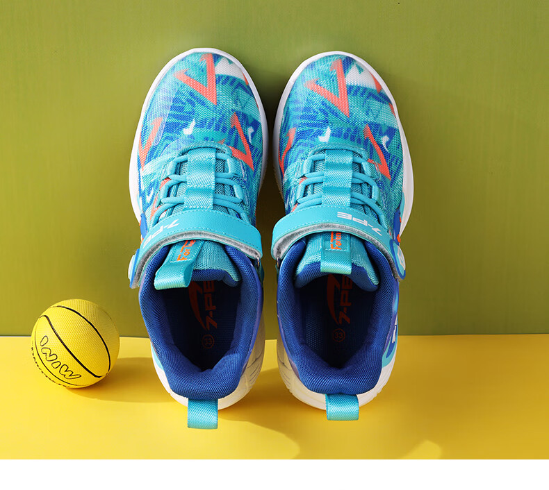 七波辉2022新款高帮网面篮球鞋男童春秋中大童跑步鞋儿童运动鞋潮375