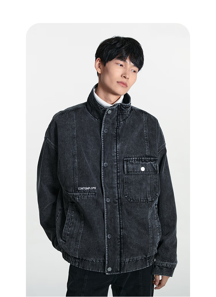 jackjones杰克琼斯男士秋季基础简约百搭舒适潮流宽松牛仔外套