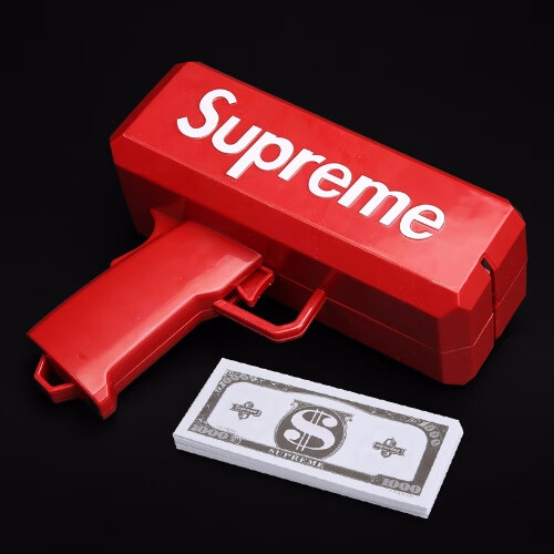 supreme枪喷钱手抢钞票抢撒钱抖音网红玩具喷钞机superme枪吐钱机充电