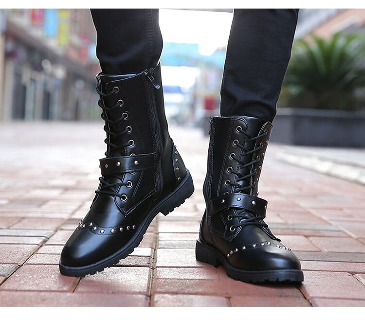 长筒靴男冬靴男款马靴长靴男男靴休闲男士马丁靴秋冬季高筒皮靴英伦流