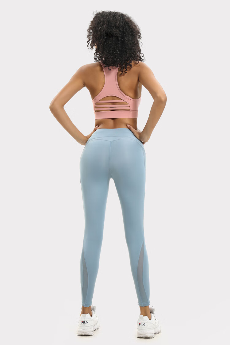 aisunstyle欧美ins网红新款高腰口袋网纱拼接瑜伽裤女提臀运动紧身