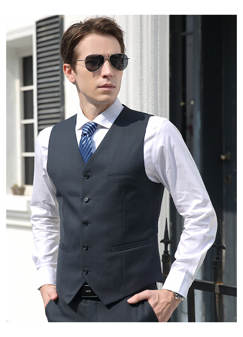 拉博夫商务休闲领导干部西服套装男中年男士结婚伴郎宴会礼服西装深