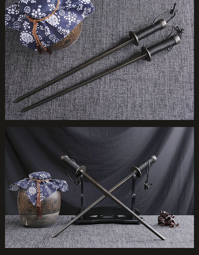 防身兵器库仿古一体双鞭实心钢制鞭锏尉迟恭步战锏秦琼双锏实心钢制鞭