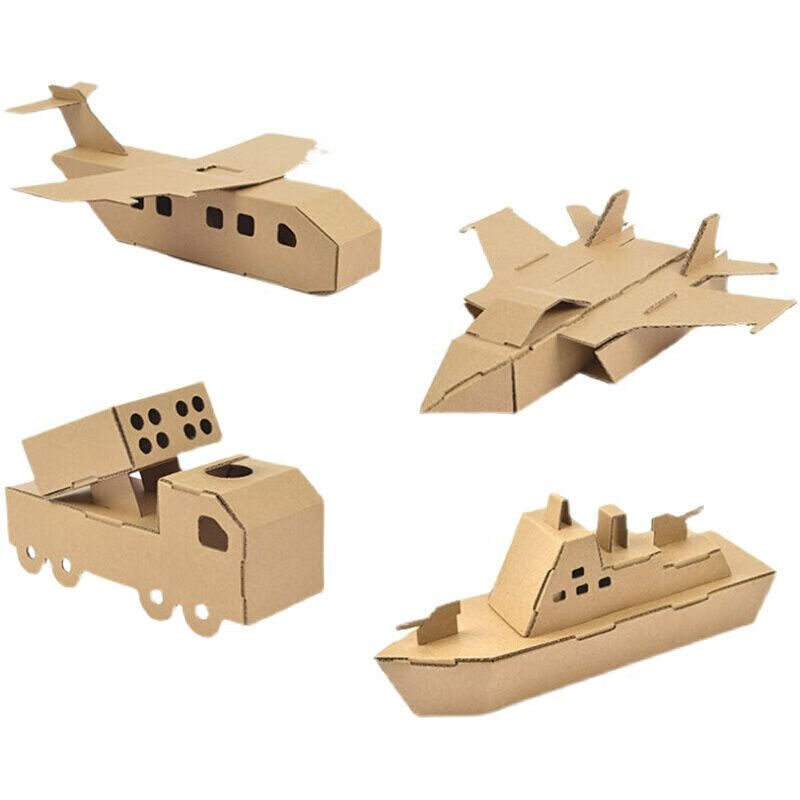 定制纸板拼插模型儿童纸盒手工diy军事模型纸板坦克装甲车导弹车拼插
