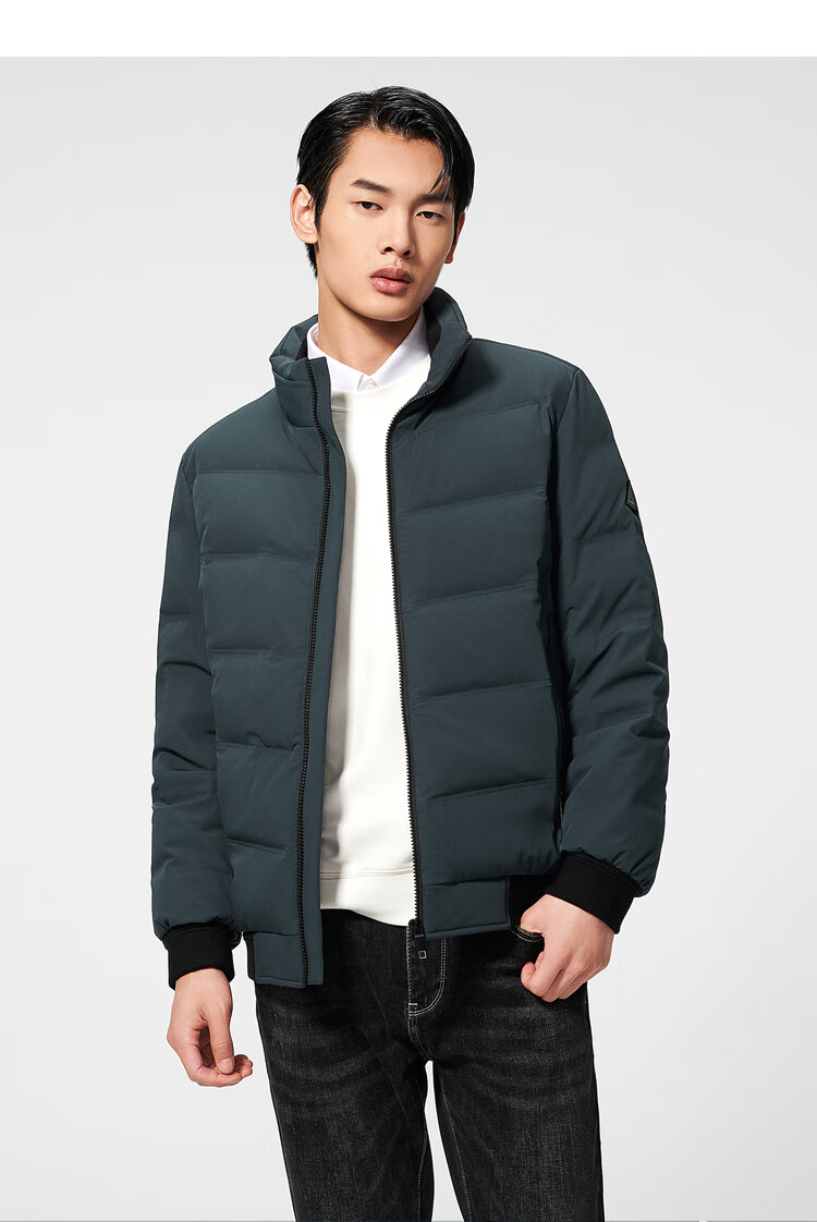 hla海澜之家羽绒服男2021冬季新品立领基础纯色白鸭绒利落保暖外套男