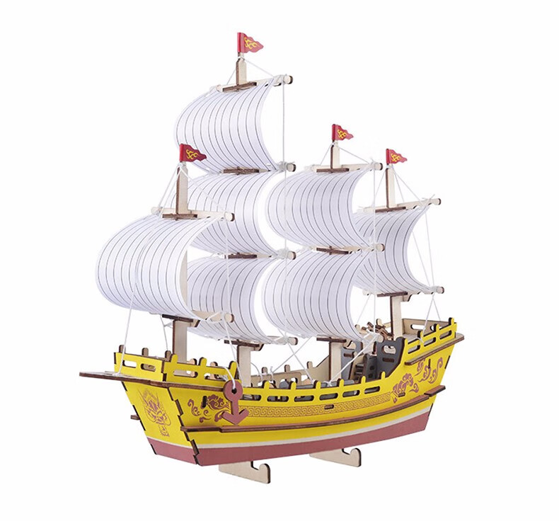拼插立体拼图 木制高难度船模拼装仿真模型diy木质 西洋帆船【图片