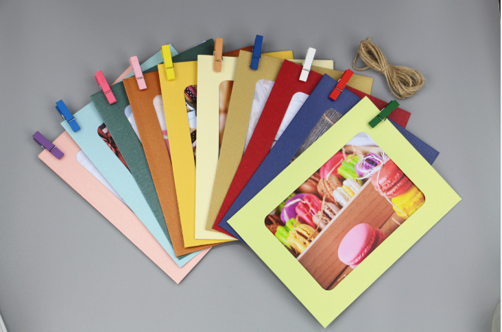 创意组合35678寸diy纸质相框 纸相框悬挂相片墙挂墙夹子麻绳 全黑色一