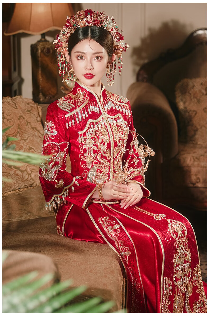 枝己(zeimssmm) 秀禾服新娘2022新款高档刺绣中式嫁衣结婚礼服古装