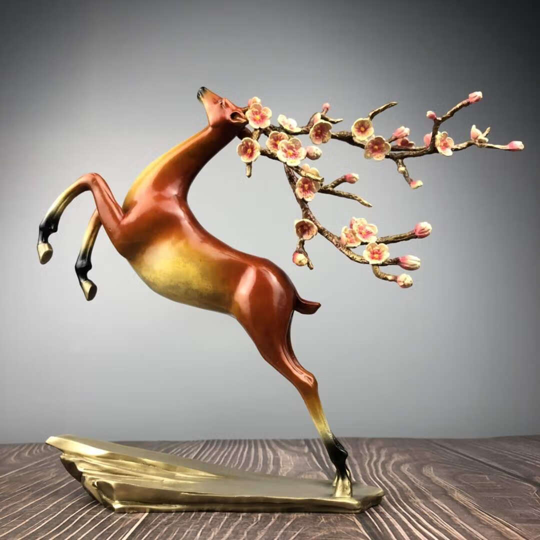 鼎盛福纯铜梅花鹿摆件招财鹿铜鹿创意欧式家居电视柜装饰品乔迁新居