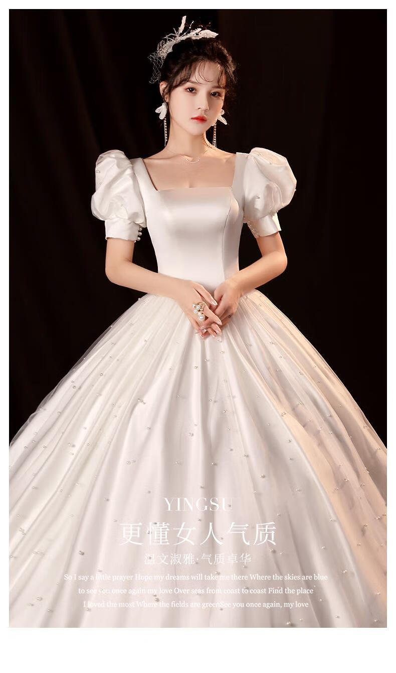 品质精选高档轻奢缎面婚纱2021新款新娘拖尾宫廷风高级质感简约大气