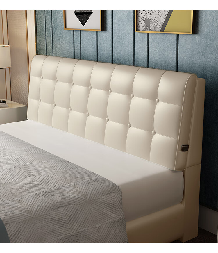 床头靠垫大靠背双人床上靠枕床头软包榻榻米床靠背自粘床头套罩米白色
