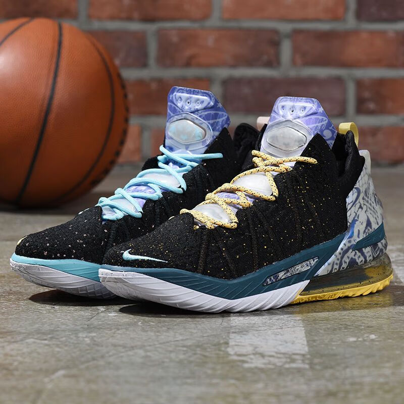 【官方旗舰】詹姆斯18代蓝球鞋黑紫气垫耐磨实战运动鞋 黑荧光绿 36