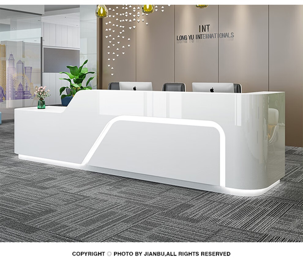 诩弈 烤漆办公接待前台酒店收银台简约迎宾台服务台 2.