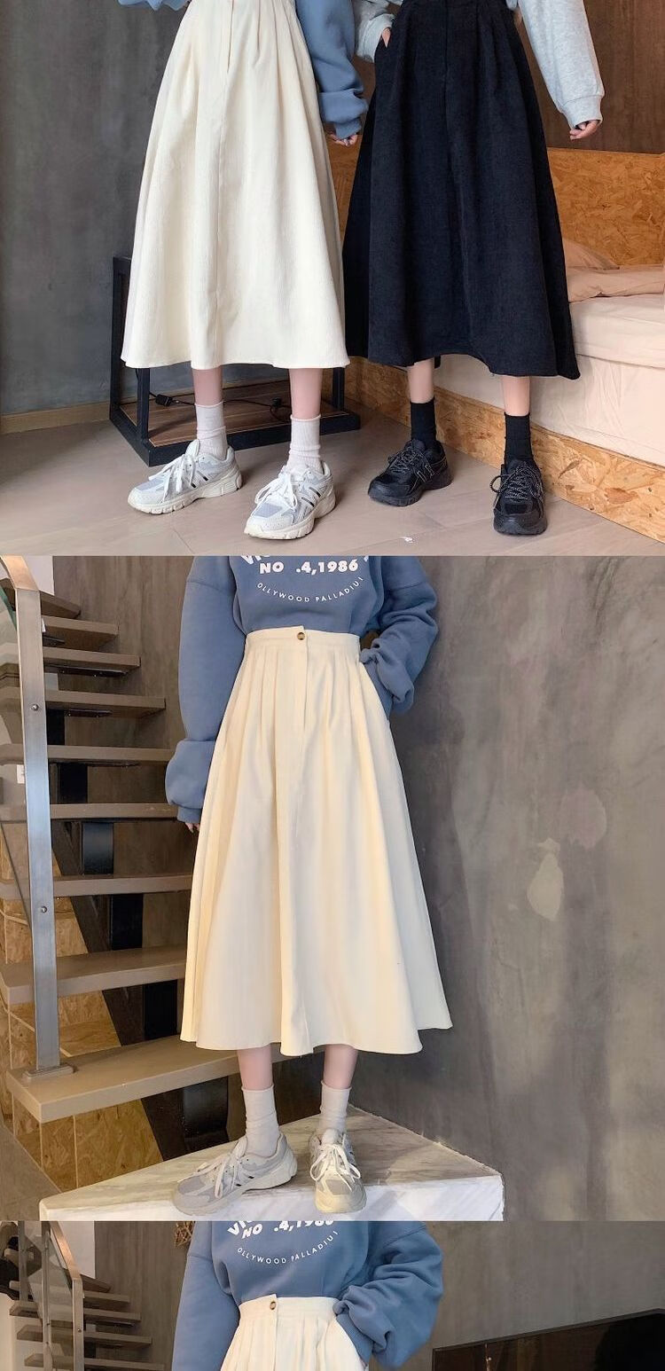 三生笑 今年流行的半身裙2021秋冬新款女装小个子高腰灯芯绒a字包臀