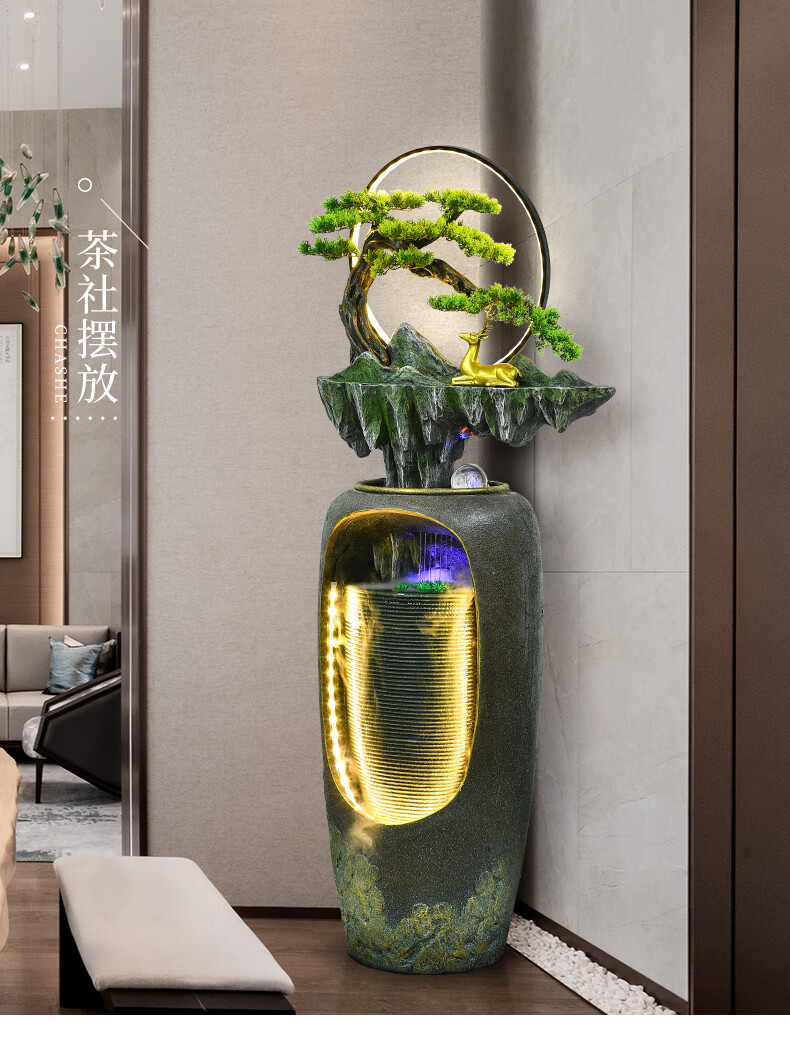 尊儒大型假山流水喷泉落地摆件办公室高山流水景观客厅室内循环水装饰