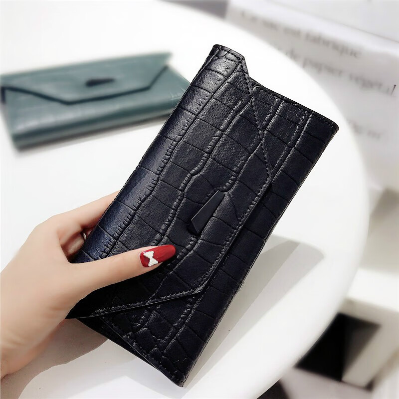 sara lee品牌 钱包女长款2020新款多卡位真皮鳄鱼纹钱夹大容量韩版