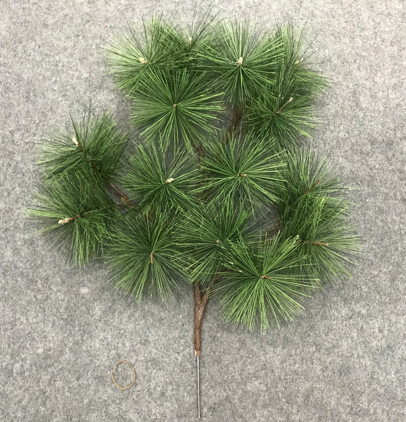 仿真松树枝松枝塑料松针崖柏松枝假美人松柏树枝松树叶迎客松植物 绿