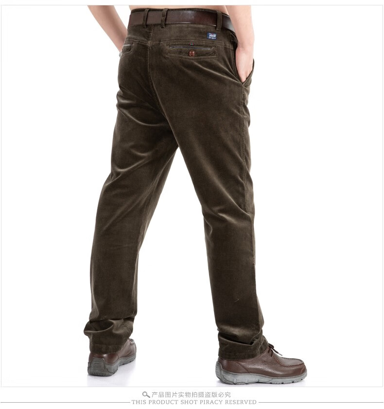 吉普jeep灯芯绒休闲裤男中腰直筒宽松男士男装长裤子2020冬季新品条绒