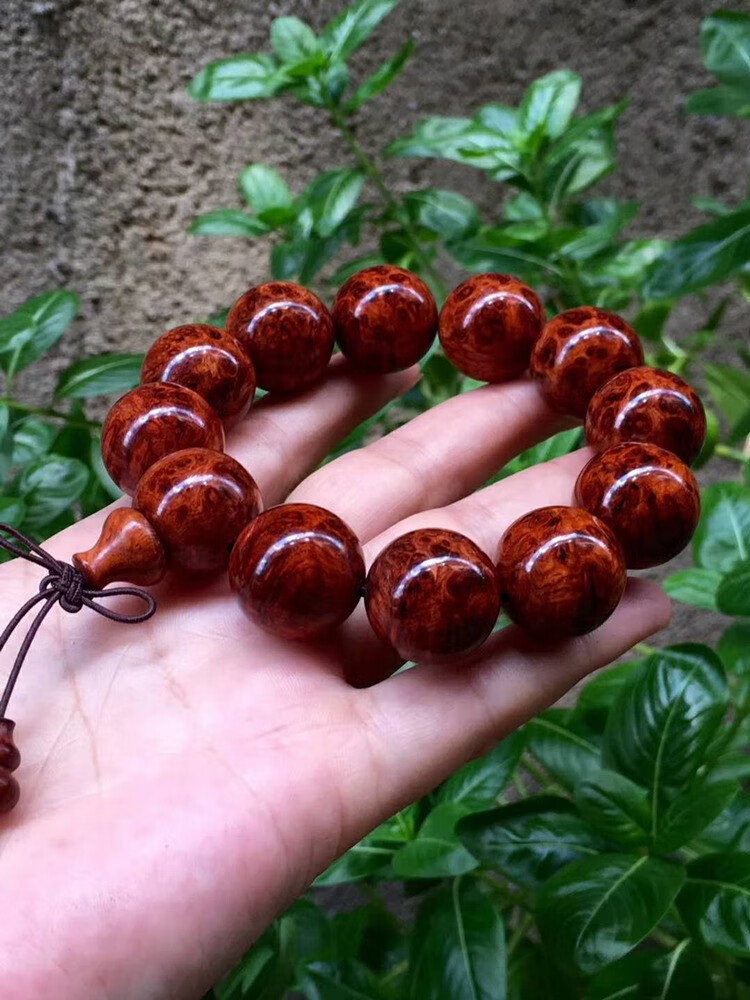 昙莲紫油木手串男高油老料花梨木玻璃底虎皮纹佛珠女祥龙吐珠手持念珠