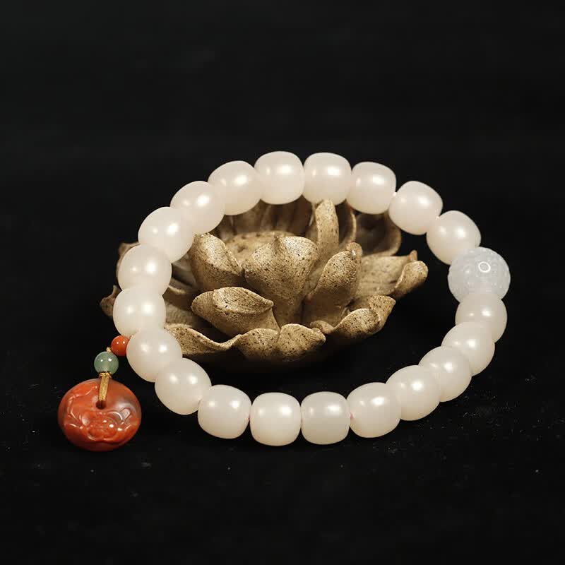 妙灵阁新疆和田玉桶珠手串藕粉色diy手工苹果珠手链老型珠玉石珠串