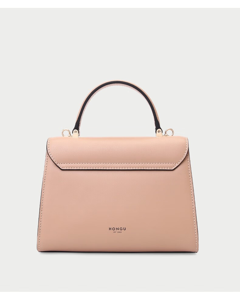 红谷包包女包2021新款潮牛皮单肩斜挎包女时尚洋气手提小方包 杏色