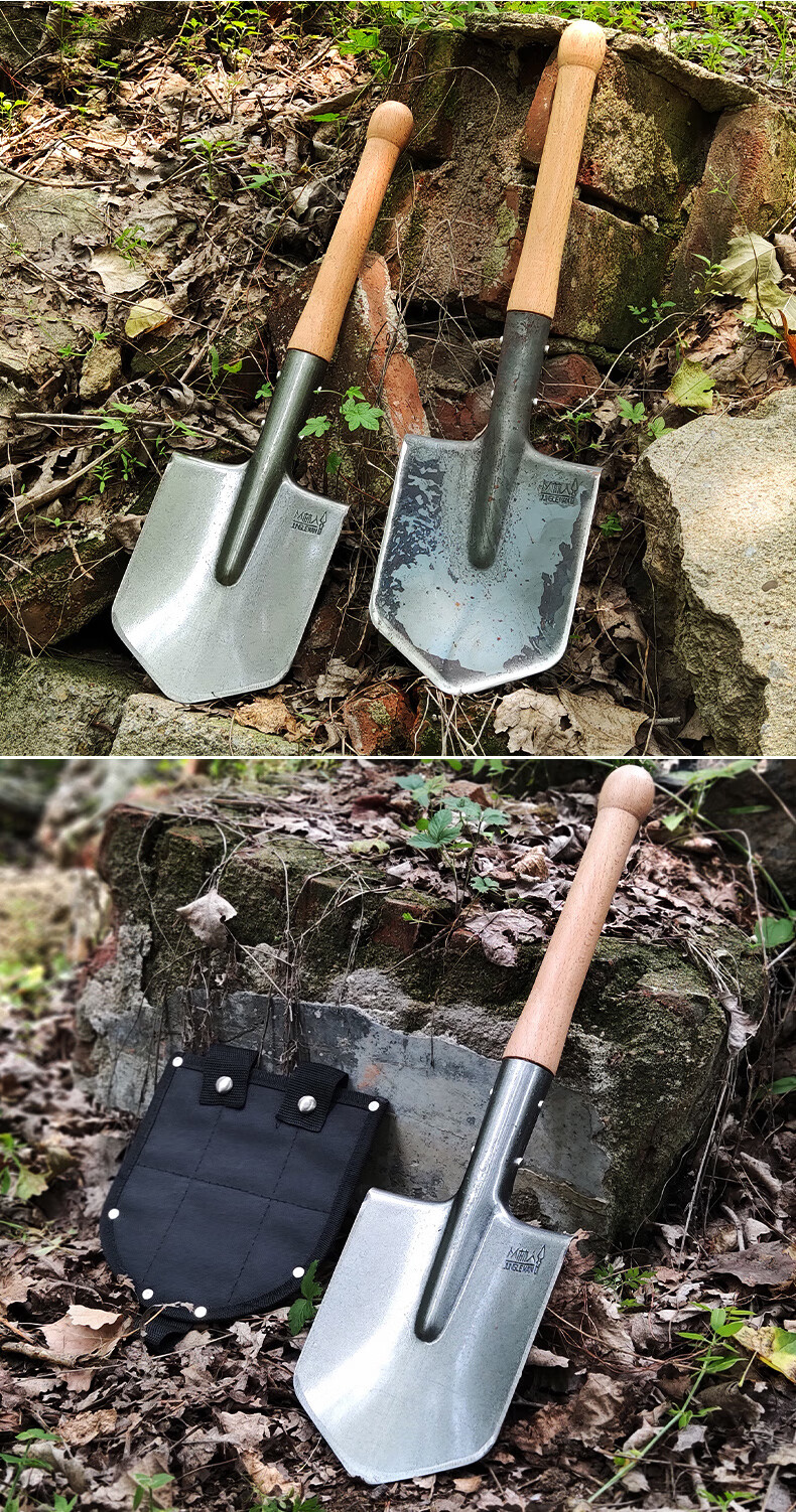 春枝韵园艺锰钢工兵铲户外铁锹车载防身苏德特种兵冷钢铲子中国军锹