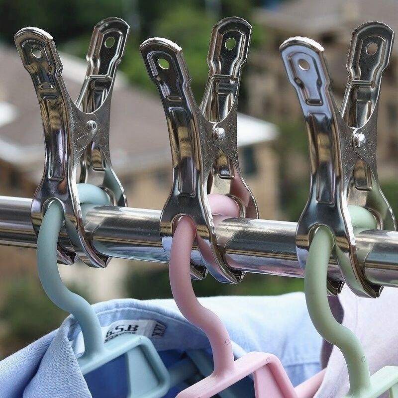 不锈钢强力大号开口夹子固定晒衣架家用晾衣夹防风防滑多功能被夹