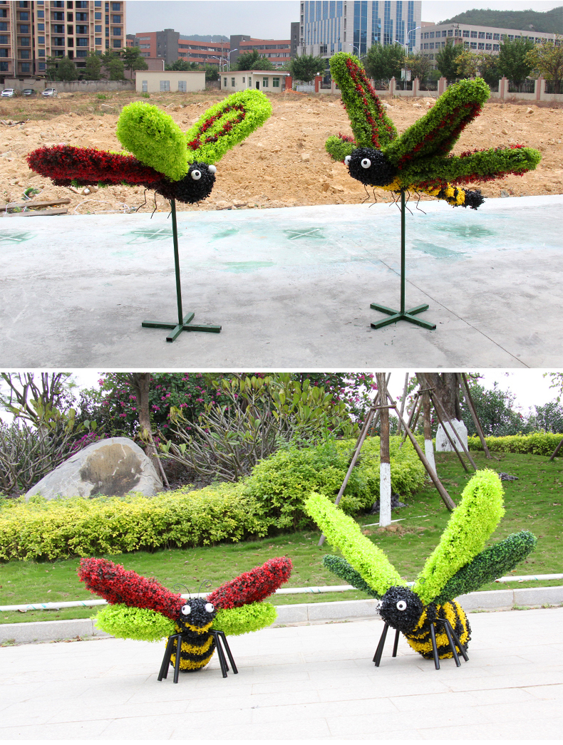 仿真绿雕植物雕塑园林摆件景观雕塑大型景观摆件仿真蜜蜂蝴蝶绿雕 ld