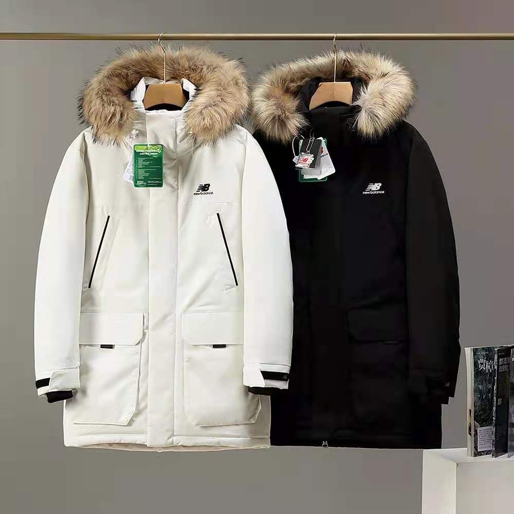 百伦纽百伦n·b男女冬季nb户外大毛领工装羽绒服男女青年加厚情侣宽松