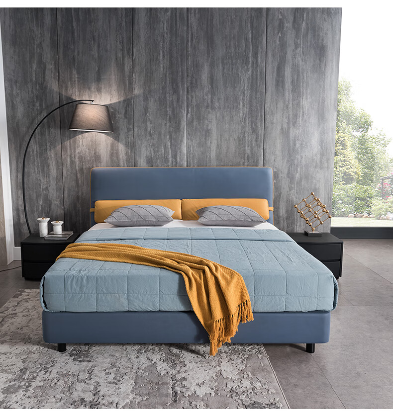 慕思derucci艾慕布艺床北欧简约单双人床主卧实木架15m科技布18米时尚