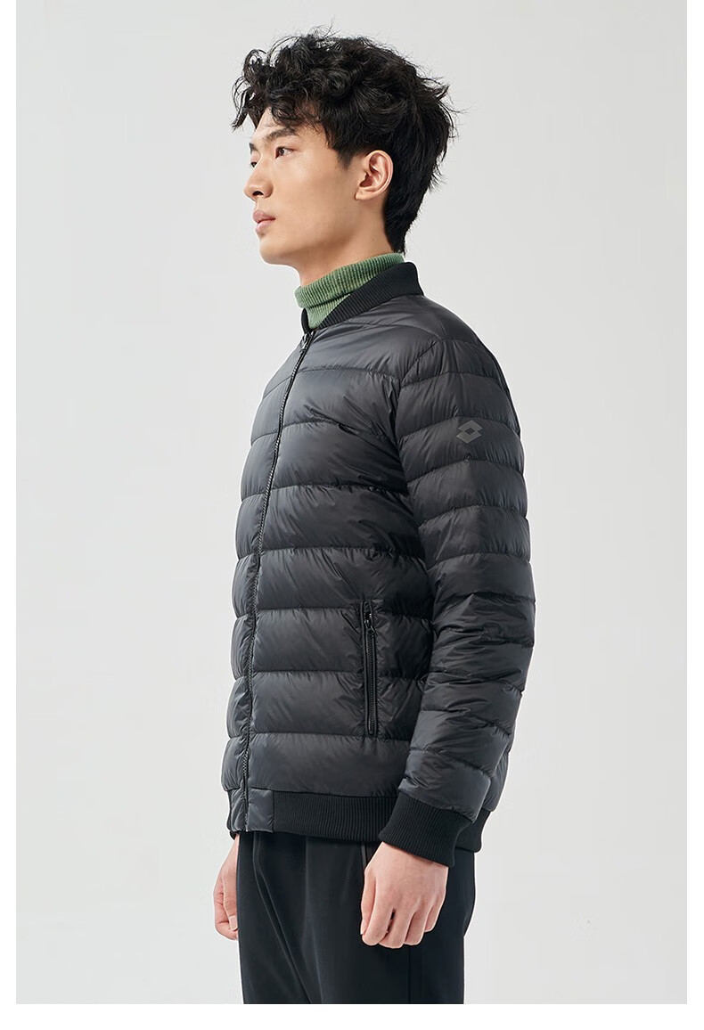 乐途(lotto)秋冬季轻薄羽绒服男灰鸭绒防风保暖外套军绿色商务休闲