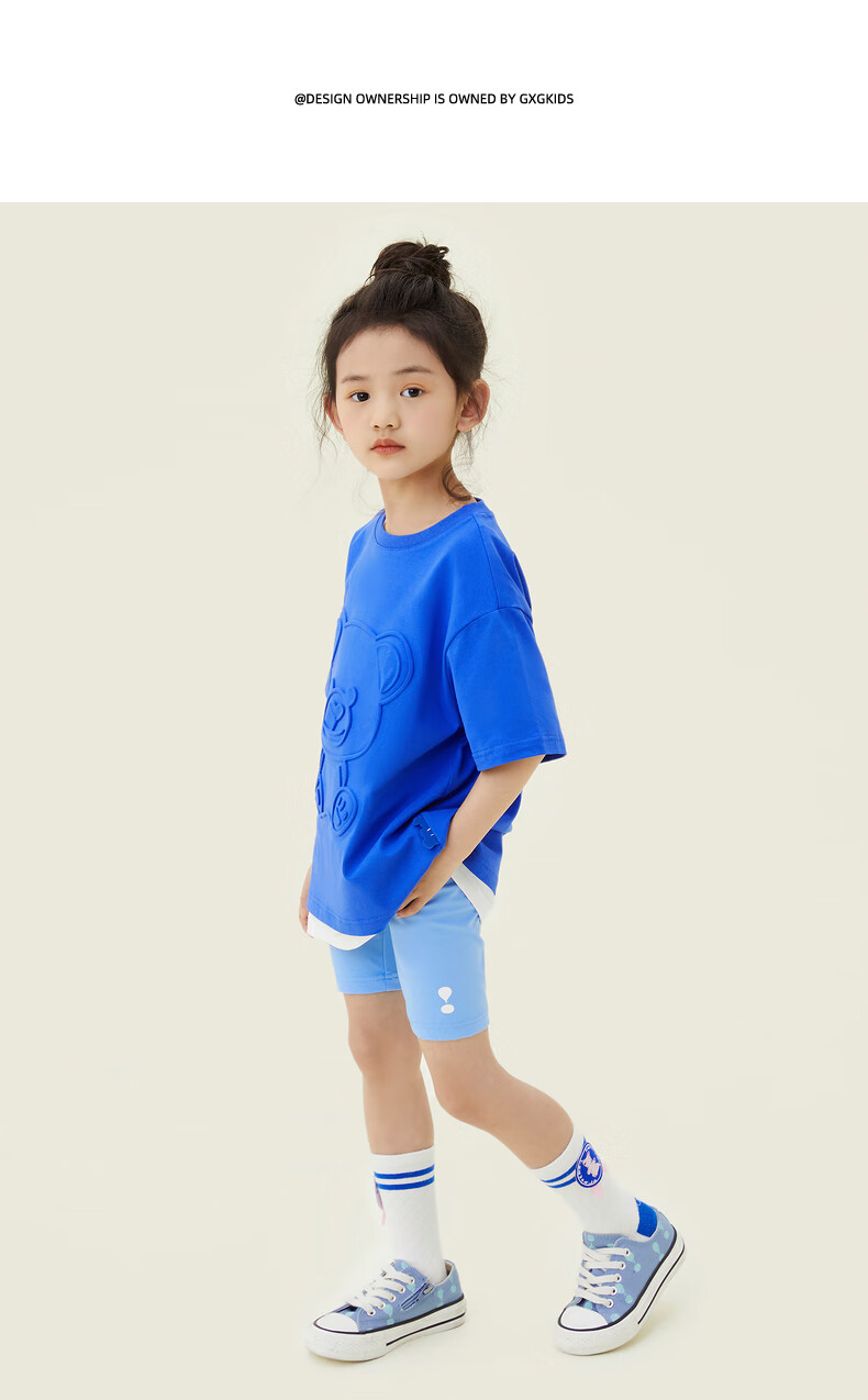 四色可选gxgkids童装女童骑行裤夏新款透气打底安全裤儿童短裤白色120