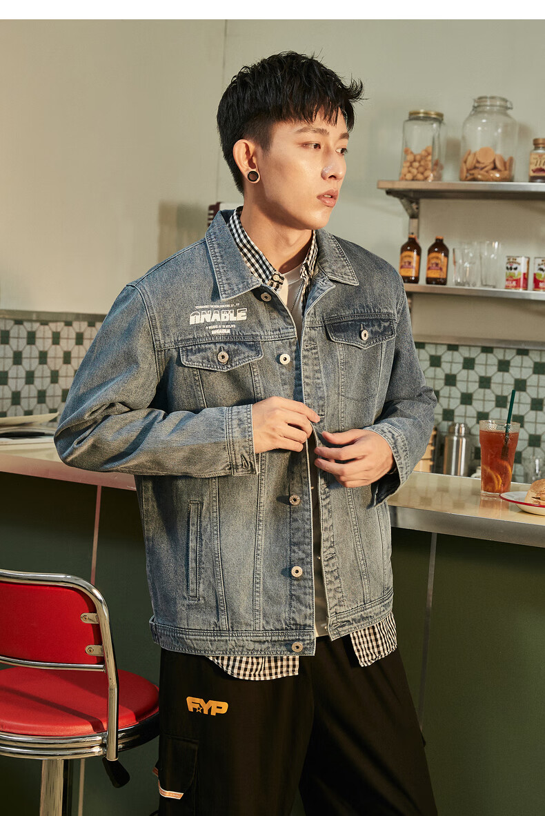 唐狮牛仔外套男潮流2020秋季新款夹克男 浅牛仔蓝 xl