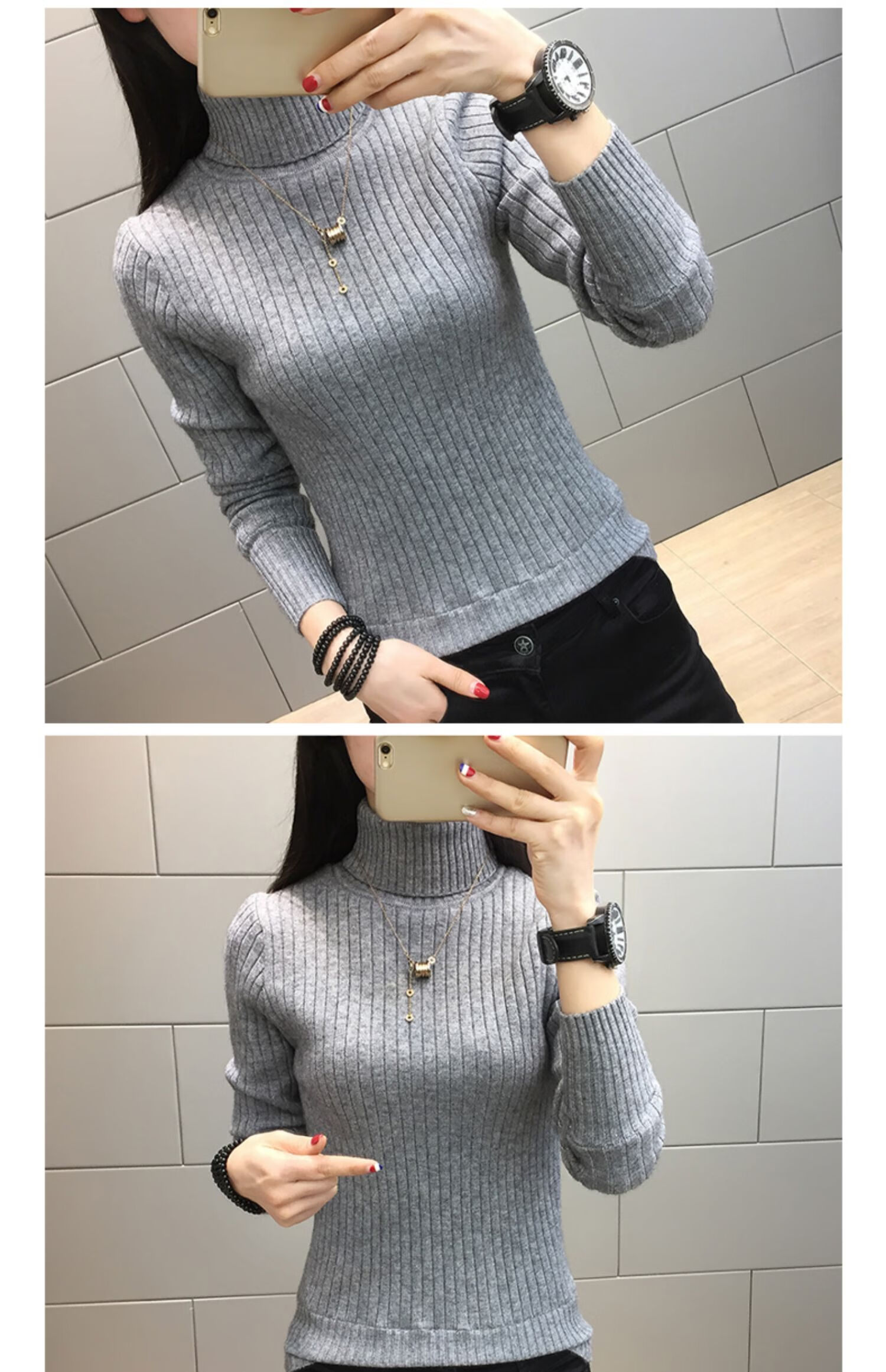 加绒加厚高领女士毛衣女装2020年新款保暖打底衫秋冬内搭上衣 加绒