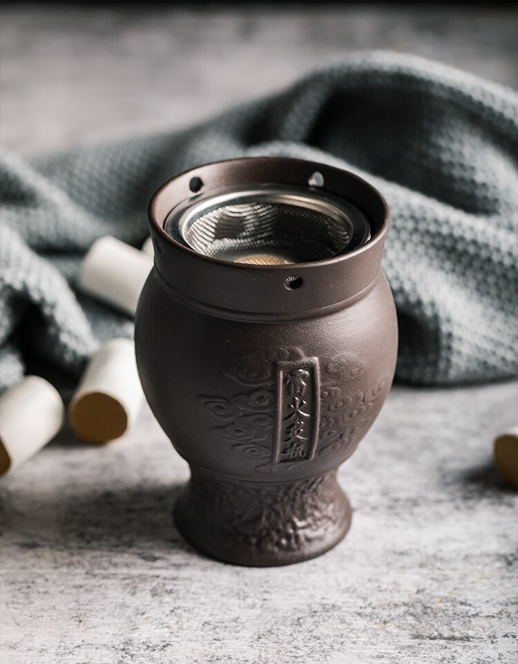 6015jd健康6015 紫砂艾灸罐艾灸杯家用艾灸盒双层陶瓷按摩器