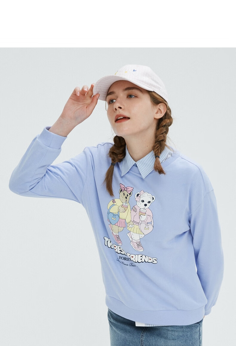 teenieweenie小熊圆领印花卫衣宽松韩叠穿潮上衣女夏季新款ttma2123