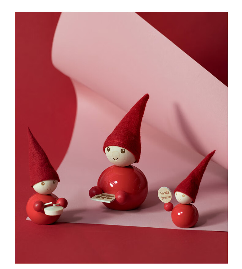 尖叫设计 北欧芬兰aarikka红色小精灵创意装饰品创意桌面摆件 木质