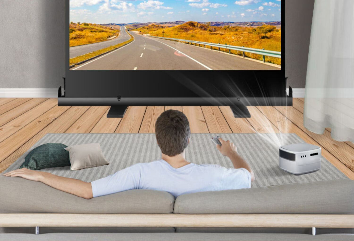 cvaojuv地拉幕布100英寸120英寸投影仪幕布家用办公免打孔落地高清