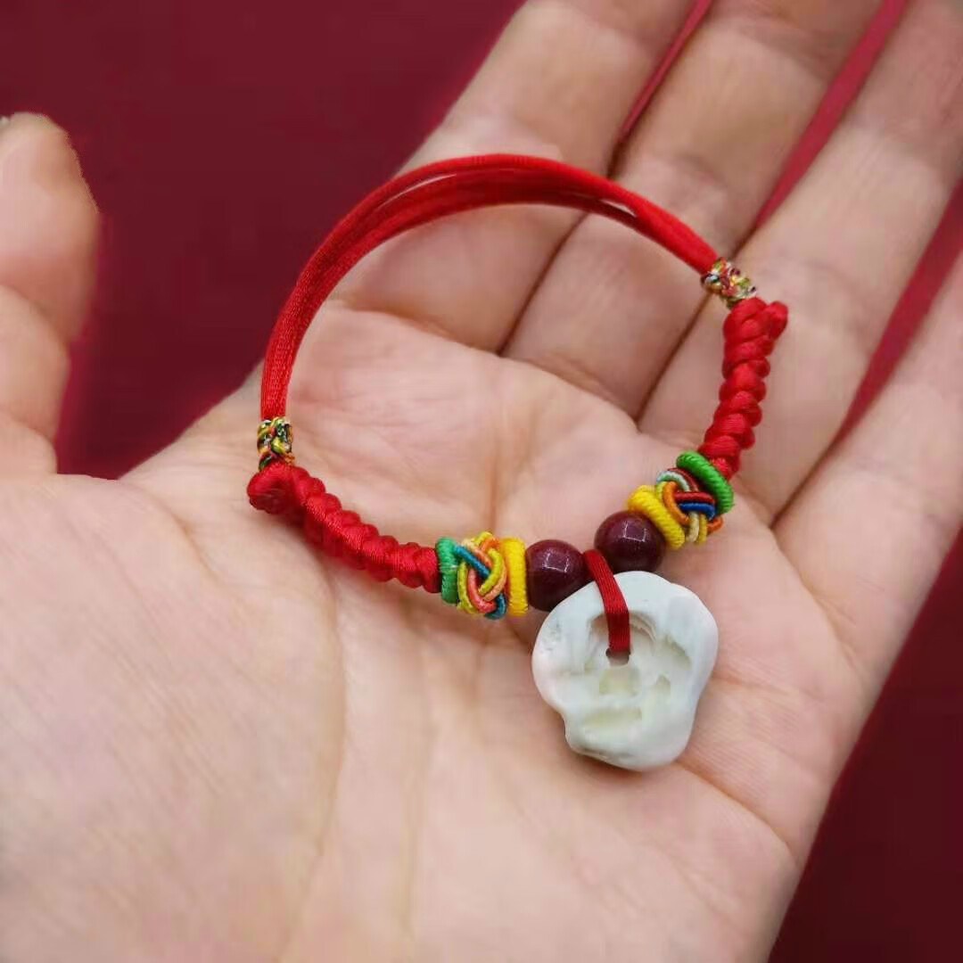 宝宝新生婴儿童五彩红绳手链朱砂猪惊骨本命年平安脚链紫金砂猪惊骨